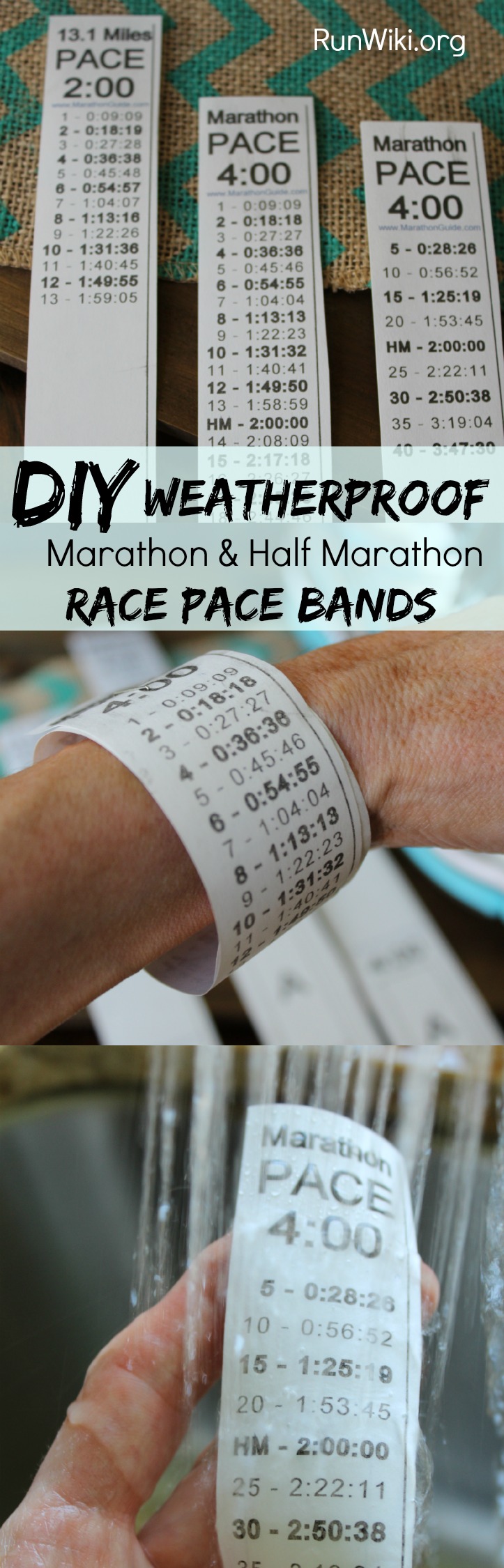 DIY Weatherproof Full or Half Marathon Race Pace Band