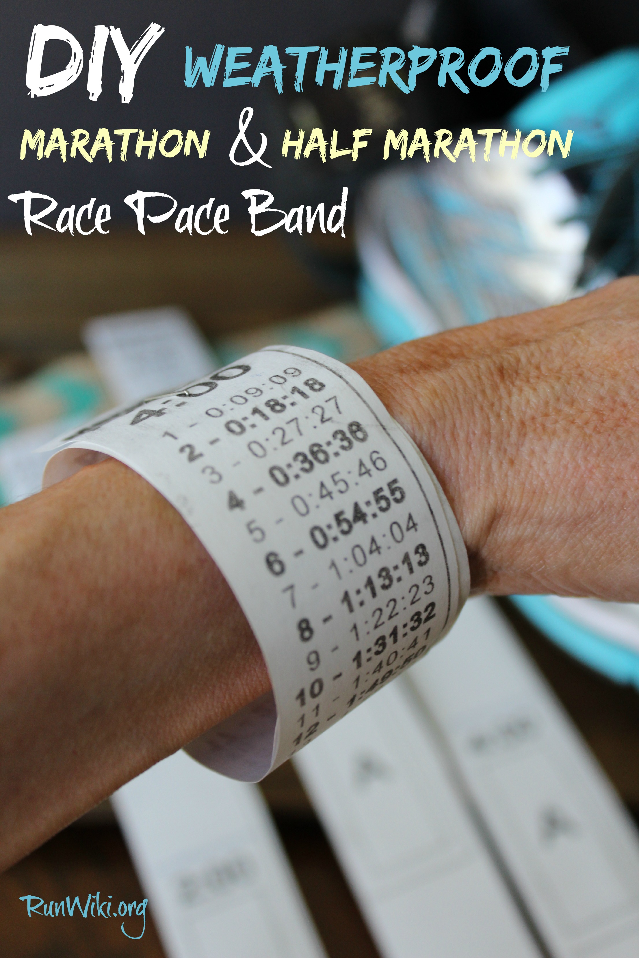 DIY Weatherproof Full Or Half Marathon Race Pace Band