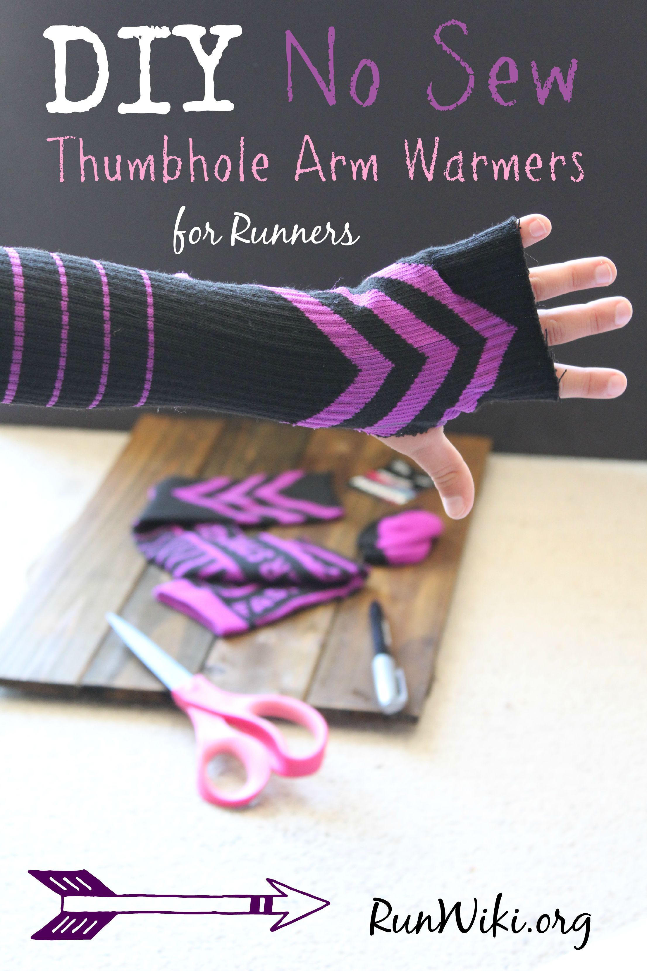 DIY No Sew Thumb Hole Arm Warmers Runner Hacks